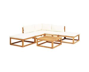 6 Piece Solid Acacia Wood Garden Lounge Set with Cushions Patio Set