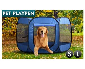 8 Panel Pet Dog Playpen Exercise Cage BLUE