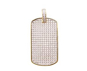 .925 Iced Out Sterling Silver Pendant - MINI DOG TAG gold - Gold