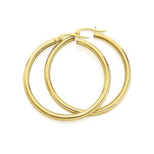 9ct Gold 30mm Hoop Earrings