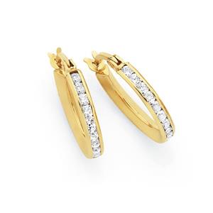 9ct Gold CZ Hoops