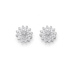 9ct Gold Diamond Snowflake Stud Earrings