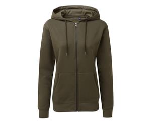 Asquith & Fox Womens/Ladies Zip-Through Organic Hoodie (Olive) - RW7147