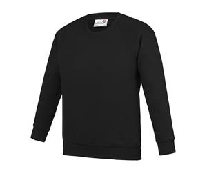 Awdis Academy Childrens/Kids Crew Neck Raglan School Sweatshirt (Pack Of 2) (Black) - RW6682