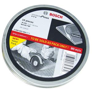 Bosch 125 x 1.0 x 22.2mm Stainless Cut Off Disc w.Storage Tin - 10 Piece