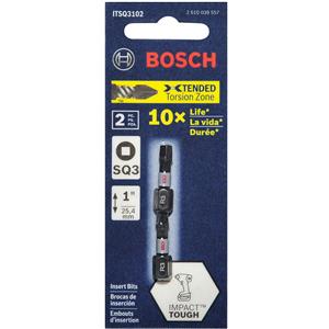 Bosch R3 x 25mm Robertson/Square Insert Screwdriver Bit - IMPACT TOUGH - 2 Piece