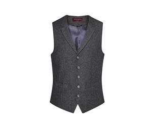 Brook Taverner Mens Memphis Tweed Waistcoat (Charcoal Herringbone) - RW6639