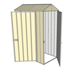 Build-a-Shed 0.8 x 1.5 x 2.3m Gable Single Hinged Door Shed with Single Hinged Side Door - Cream