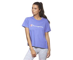 Champion Women's Script Logo Cropped Tee / T-Shirt / Tshirt - Whale Beach