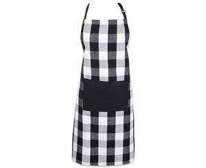 Cotton Lattice Chef Apron with Pocket - Black