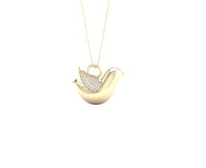 De Couer Sterling Silver Diamond Yellow Gold Plated Balloon Bird Pet Necklace (1/10CT TDW H-I Color I2 Clarity)