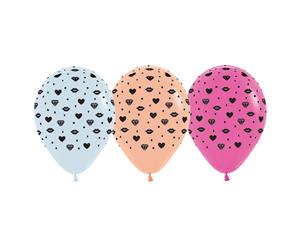 Diamonds Fashion 30cm Latex Balloons AOP Blk Ink 50pk