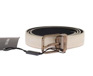 Dolce & Gabbana White Leather Gold Buckle Belt