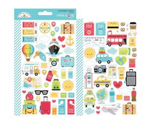 Dooblebug Mini Cardstock Stickers 2 pack - I Heart Travel - Icons