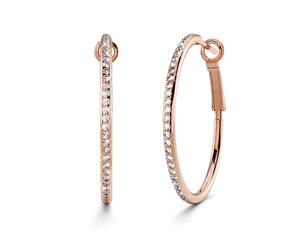 Endless Hoop Earrings Embellished with Swarovski crystals-Rose Gold/Clear