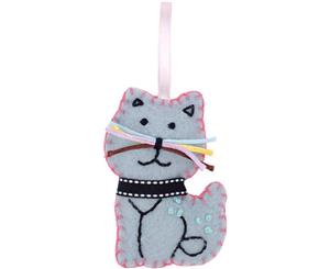 Fabric Editions Needle Creations Felt Ornament Kit Blue Cat