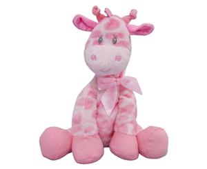 First & Main 8.5 Inch Pink Jiggle Giraffe Rattle Non Allergic Baby Plush Toy