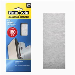 Flexovit 180 Grit Painted Surface 1 / 3 Sheet Orbital Sanding Sheet - 25 Pack