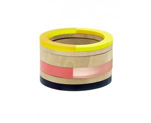 Florence Broadhurst Steps Spliced Bangle Set With Vibrant Colour Palette & Wood