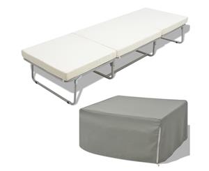 Folding Bed Stool with Mattress Steel 200x70cm Portable Camping Frame