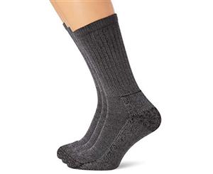 Fruit Of The Loom Unisex Work Gear Socks (Pack Of 3) (Black/Melange Grey) - RW5633