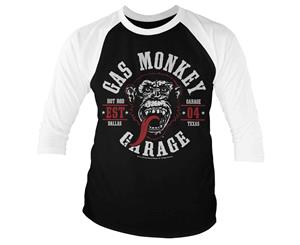 Gas Monkey Garage T Shirt Round Seal Official Mens Baseball 3/4 Sleeve - Black