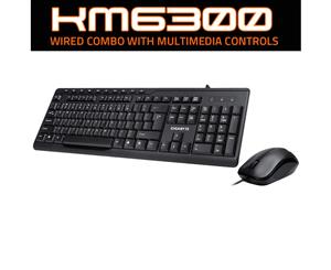 Gigabyte KM6300 USB Wired Keyboard & Mouse Combo Multimedia Controls 1000dpi KM6300