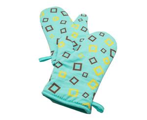 Heat Resistant Kitchen Oven Mitt Set - Blue