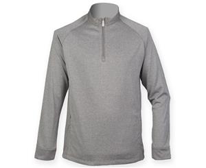 Henbury Mens Quarter Zip Long Sleeve Top (Grey Marl) - RW4845