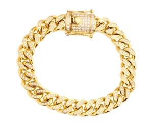 Iced Out Stainless Steel Miami Cuban Bracelet - 12mm gold - Gold