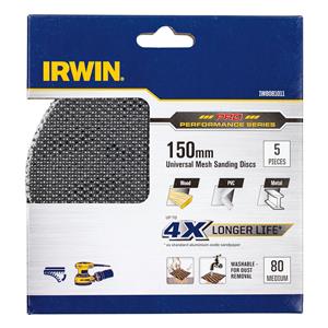 Irwin 150mm 80 Grit Orbital Sanding Disc - 5 Pack