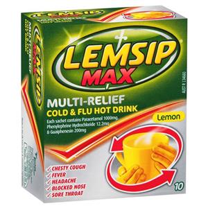 Lemsip Max Cold and Flu Multi Lemon 10pk Relief Hot Drink