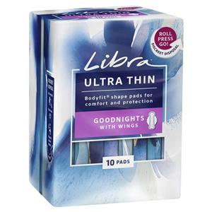 Libra Invisible Extra Long Maximum Protection Wings Pads 10 Pack