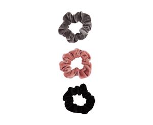 Lovisa Grey Pink Black Velvet Scrunchie 3 Pack