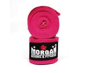 MORGAN Boxing Hand Wraps Muay Thai MMA 180Inch - 4M Long (Pair) - Fluro Pink 3x Pairs