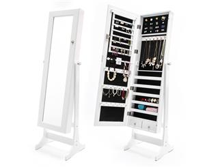 Mirror Jewellery Cabinet Organiser 2X Drawer LOWE 131cm WHITE