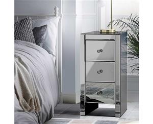 Mirrored Furniture Bedside Tables Table Drawers Chest Nightstand Grey