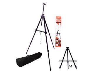 Mont Marte Tripod Easel - Portable Aluminium Field Easel Telescopic Legs w/Carry Bag Black