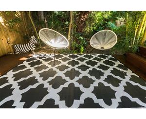 Morocco Black 200x270cm Outdoor/Indoor Plastic Rug/Mat Reversible Waterproof