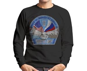 NASA STS 79 Atlantis Mission Badge Distressed Men's Sweatshirt - Black