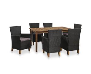 Outdoor Dining Set 13 Piece Poly Rattan and Solid Acacia Wood Furniture