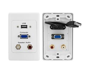 PRO1279 Pro2 VGA + USB + Stereo Wall Plate Vertical Layout VGA Socket To Socket VGA + USB + STEREO WALL PLATE