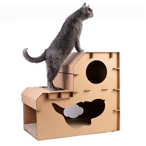 Pet Cat Cardboard Claw Scratcher Corrugated Big House Play Toy Interactive 58CM