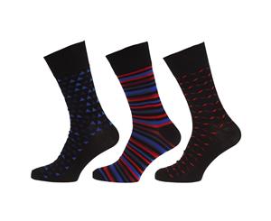 Pierre Roche Mens Comfort Fit Socks (Pack Of 3) (Black/Red) - MB549