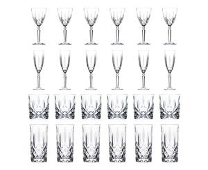 RCR Crystal Orchestra Cut Glass Glassware - Wine Glasses Champagne Flutes Whiskey Tumblers and Highball Glasses - 24pc Set