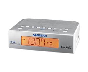 RCR5SW SANGEAN Basic AM / FM Bedside Clock Radio Sangean - Silver & White AM/FM Digital Tuner BASIC AM / FM BEDSIDE CLOCK