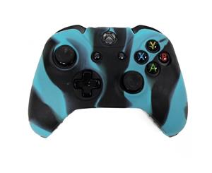 REYTID Controller Skin Silicone Protective Rubber Cover Gel Grip Case - Compatible with Microsoft Xbox One Gamepad - Light Blue/Black