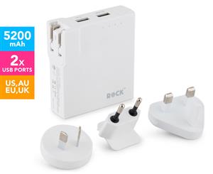 Rock 2-in-1 International Power Adaptor w/ 5200mAh Power Bank Wall Charger