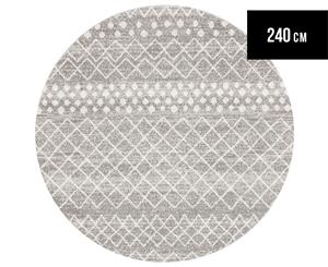 Rug Culture 240x240cm Oasis 454 Round Power Loomed Rugs - Grey/Bone Ivory