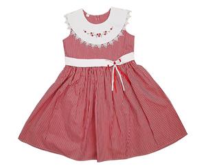 Sanvo Fashion - Smocked Dress Red Stripe Sleeveless